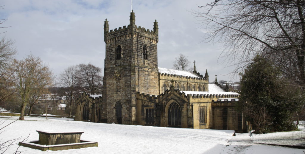 St Peter's church in the snow