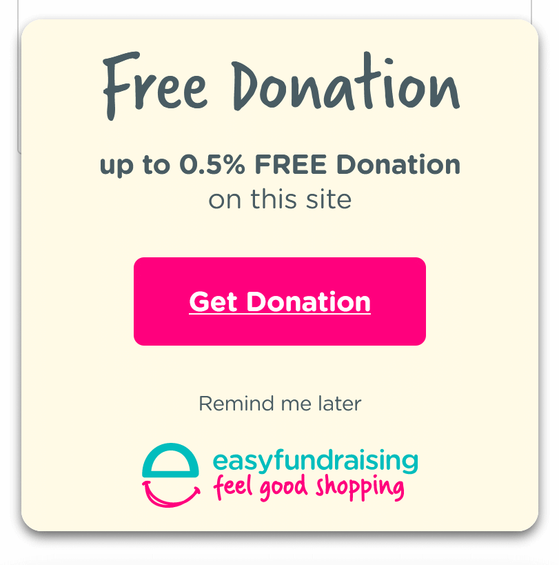 Example of the donation reminder which appears on shopping websites that will make a donation to church